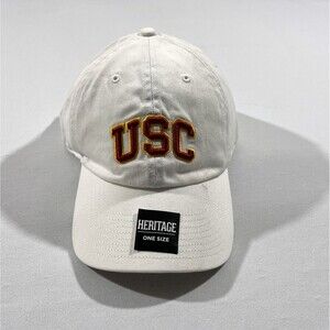 USC Trojans Heritage White Embroidered Dad Cap Hat Adjustable One Size Football